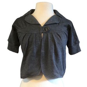 Gentle Fawn short sleeve cropped jacket shrug shirt top cardigan grey size small